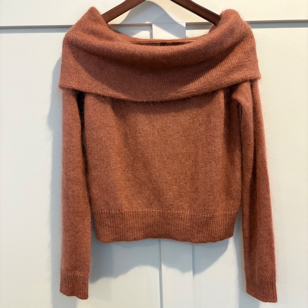 Rag & Bone Mimi Off The Shoulder Sweater Medium Rose Mohair Silk - Picture 2 of 12